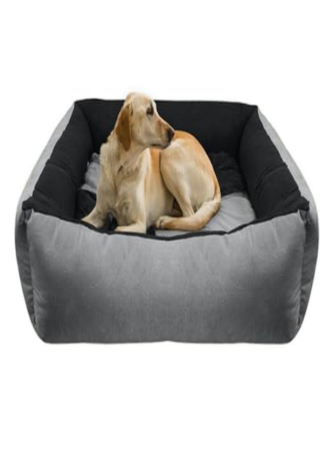 Gorgeous Reversible Super Soft Velvet Rectangular Cat Dog Pet Bed (LxWxH 60x45x22cm) (Small, Grey-Black) - Image 3